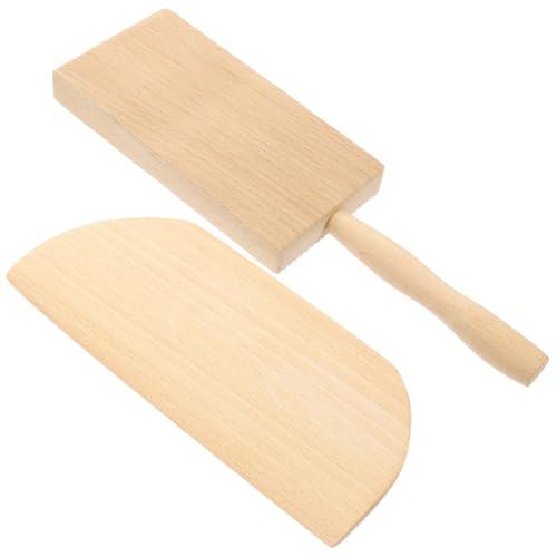 MUCKLILY 2pcs Gnocchi Board Ergonomic Wooden Pasta Maker Dough Scraper for Stripe Shaped Pasta for Home Baking and Cooking