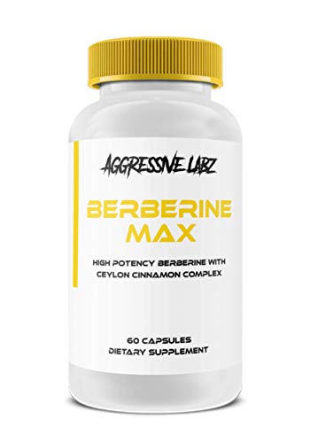 Berberine HCL Plus Organic Ceylon Cinnamon for Blood Sugar Support, Appetite Control, Glucose Metabolism and Cardiovascular Function - Aggressive Labz Berberine Max - 60 Vegan Capsules