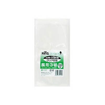 クリア封筒 テープ付き 長3 100枚入 品番:CFN3Q100 注文番号:57444598 メーカー:キングコーポレーション
