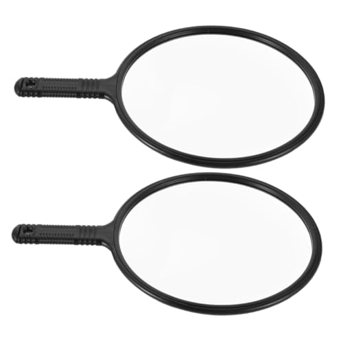 FOMIYES Hairdressing Hand Mirror 2pcs Round Makeup Vanity Mirror Large Ergonomic Handle Portable for Stylists Home