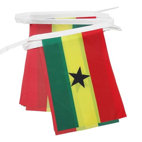Image of AZ FLAG Ghana 6 meters BUNTING Flag 20 flags 9'' x 6'' - Ghanaian STRING flags 15 x 21 cm
