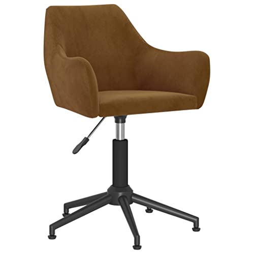 vidaXL Chaise Pivotante de Bureau Fauteuil de Bureau Chaise d'Ordinateur Siège Ergonomique Maison Intérieur Hauteur Réglable Marron Velours