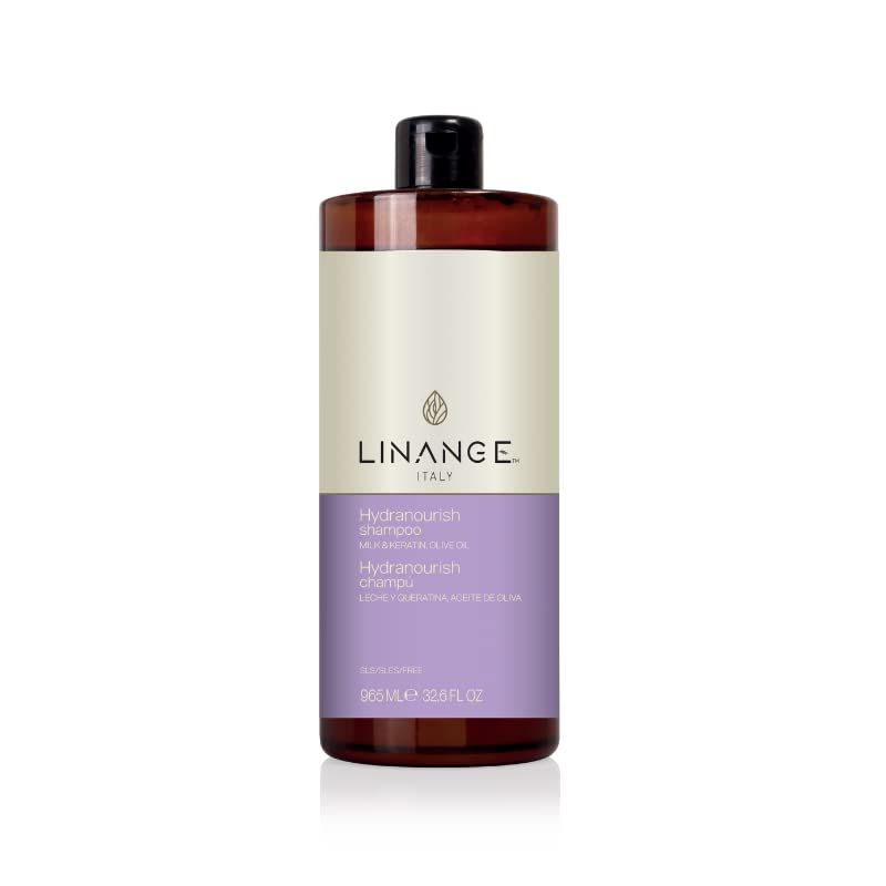 Miniatura 4 de Linange Hydranourish Champú con leche, queratina y aceite de oliva - Champú hidratante y nutritivo para cabello seco y encrespado, 32.6 onzas