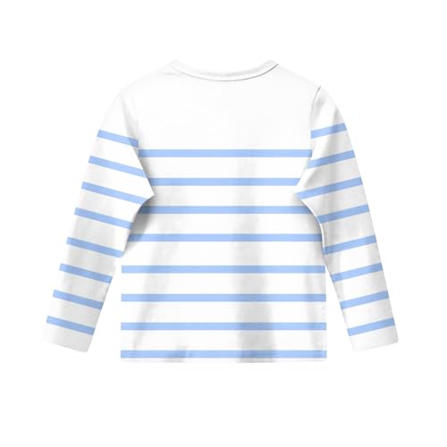 Girls Long Sleeve Striped T-Shirt Crewneck Casual Soft Top for Kids Comfortable Fall Tee, Age 3-14 Years4