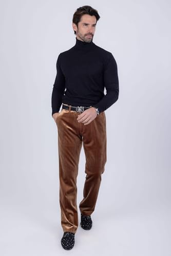 Barabas Men's Velvet Shiny Slim Fit Solid Color Pants 4CP402