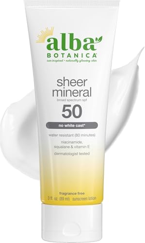 Image of Alba Botanica Mineral Sunscreen Lotion SPF 50, Broad Spectrum, Fragrance Free, 3 Fl Oz (Packaging May Vary)