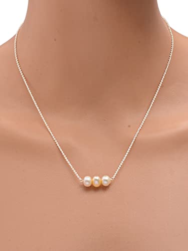 Taruna Biyani® 92.5 Sterling Silver Chain with Real Pearls Necklace Gift for Women and Girls - Image 2