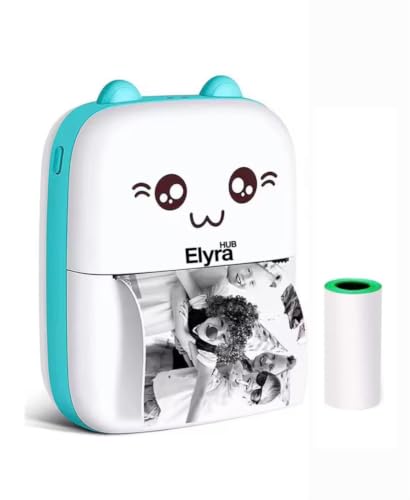 Image of Mini Portable Thermal Printer - Bluetooth Pocket Printer for Kids & Adults, 57mm Inkless Photo & Label Printer with 1 Roll, Prints B&W Notes, Stickers & Photos (White)