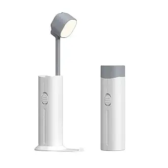 Dravina Rechargeable LED Table Light with Power Bank (5000mAh) ? 3-Color Adjustable Handheld Desk Lamp, Eye Protection Table Lamp with Built-in Phone Holder for Kids Room, Office, Home (White)