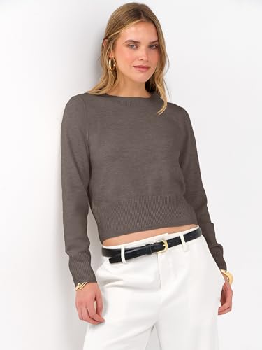 Image of ANRABESS Women's Long Sleeve Sweaters Cropped Crew Neck | Business Casual Tops,Light Weight Comfy Knit,Pullover ShortSweater,Basic Classic,Fall Fashion Winter Layer Clothes