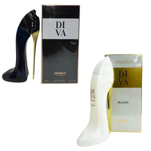 Image of Diva & Diva Blanc Spray Perfume Set, 100 ml / 3.4 fl oz Each | Long-Lasting Fragrances | Eau de Parfum | Pack of 2