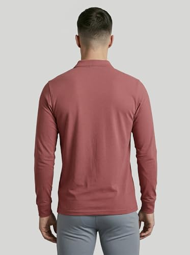 Image of TECHNOSPORT Men's Solid Full Sleeve Polo T-Shirt MATPIQ Quick Dry Slim Fit Sports Tee for Travel Casual Smart Wear UPF50+ Anti Odour