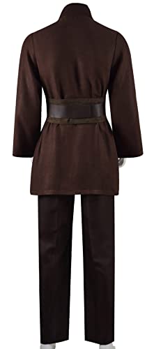 Sampepa Men's Tunic Costume Halloween Anakin Costume Brown Tunic Hooded Robe Cosplay Full Set Knight Uniform Adult Outfit (Brown, 3X-Large) #TOP3