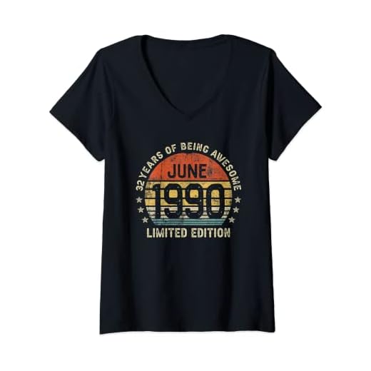Mujer 32 Años Cumpleaños Regalo Junio 1990 Divertido Mujer Hombre Camiseta Cuello V