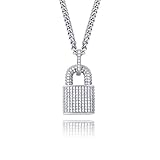 TOPGRILLZ 14K Gold Plated Iced Out Lock Pendant Necklace for Women and Women Punk Rock Egirl Eboy...