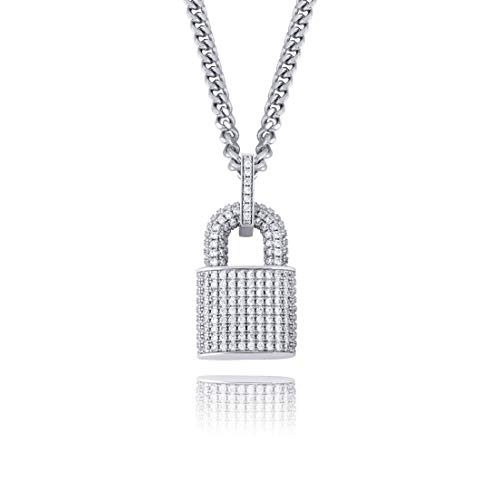TOPGRILLZ 14K Gold Plated Iced out Lock Pendant Necklace for Women and Men Punk Rock Aesthetic Chains Padlock Necklace