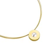 Hautfreundliches Material: Allergikergeeignete Halskette mit goldenem Perlenanhänger für Frauen, aus umweltfreundlichem Edelstahl mit hautsympathischer Chirurgenstahllegierung, mit hochwertiger PVD-Beschichtung in Gelbgold