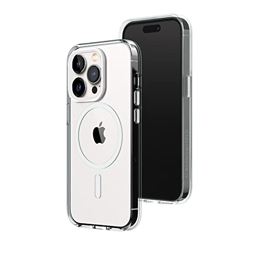 RHINOSHIELD Clear Case Compatible with Magsafe for [iPhone 14 Pro] | Superior Magnetic Advanced Yellowing Resistance Crystal Clear Protective and Customizable Clear Phone Case - White Camera Ring