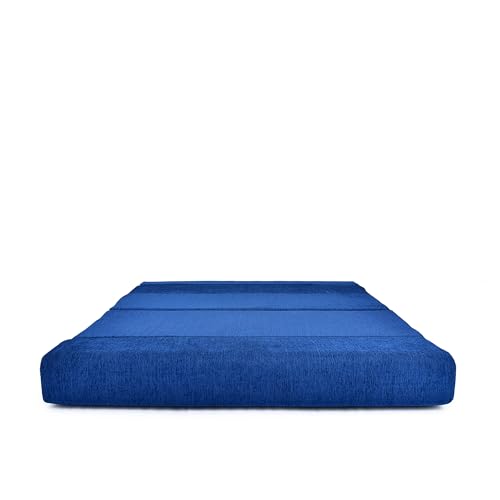 Image of Three Seater Sofa Cum Bed 5x6 Ft with Soft Foam Cushioning, Comfortable Foldable Sofa Bed for Living Room, Bedroom, Guest Room & Office(Blue)