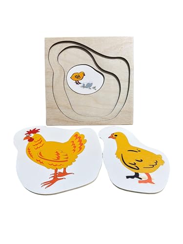 Image of Butterfly Life Cycle Layering Puzzle,Hen Life Cycle Layering Puzzle,Frog Life Cycle Layering Puzzle, Educational Puzzle and Toys for Kids Pack of 3