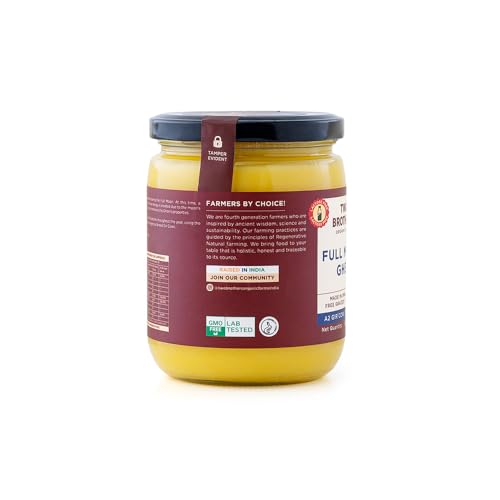 Image of Two Brothers Organic Farms -Desi Gir Cow Cultured Ghee (500ml) | Full Moon Cultured Cow Desi Ghee | Curd-Churned Bilona Ghee | Pure, Natural, and Healthy | India's Only Certified Grass-Fed Desi Gir Cow Ghee