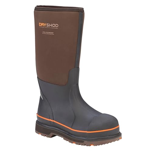 Image of Dryshod Mens Wixit Cool-Clad Waterproof Steel Toe Work Safety Boots | 100% Waterproof Top to Bottom, Slip Resistant, Black and Yellow for Safety