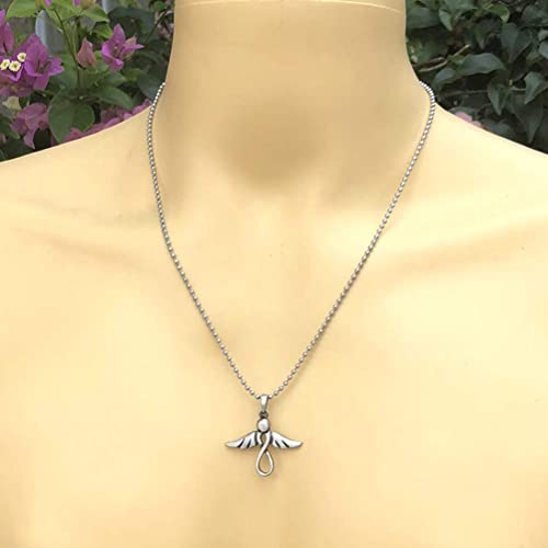 Jewelry Angel Infinity Knot Holy Spirit Ghost Fairy Pewter Unisex Girls Boys Men's Women's Christian Pendant Necklace Lucky Charm Protection Amulet Safe Travel Repel Evil Talisman W Silver Ball Chain #TOP2