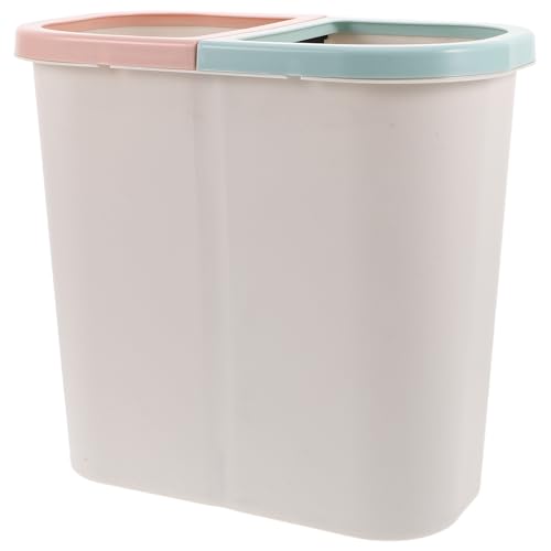 Lurrose Cubo de Basura Pequeño Beige para Interiores Doble Compartimento Seco y Húmedo, Diseño Estrecho sin Tapa Adecuado para Cocina, Baño y Reciclaje Doméstico