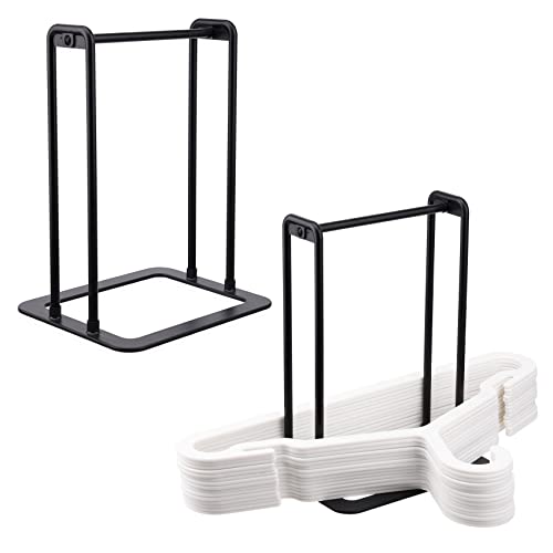 LEVOSHUA Kleiderbügel Organizer, Tragbarer Kleiderbügel, Kunststoff Kleiderbügel Halter, Kleiderbügel Lagerregal Ständer für Schrank Waschküche, Schwarz 2 Stück Cover
