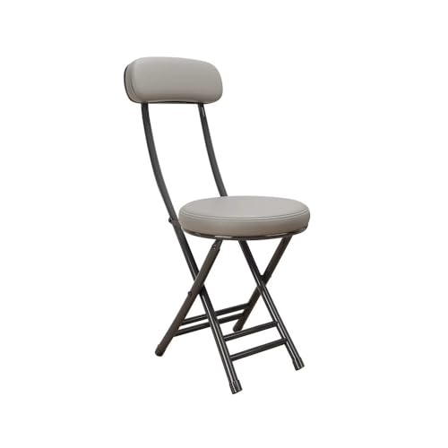 Taburete de bar plegable con respaldo, taburete redondo de cuero acolchado portátil, marco de metal sin montaje, para comedor y cocina