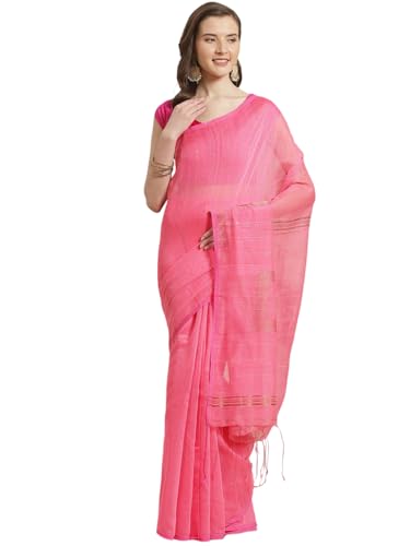 DENMOUS Zari 24798874MRN Sari en organza teint et teinture Rouge et blanc, rose, taille unique