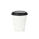 BIOFUTURE Biodegradable Coffee Cups – White, 50 Count Disposable, 6 Ounce Paper Cups with Lids – Eco-Friendly and 100% Compostable – Ideal for Tea, Coffee, and Hot Drinks (50 Pcs, White, 6oz)