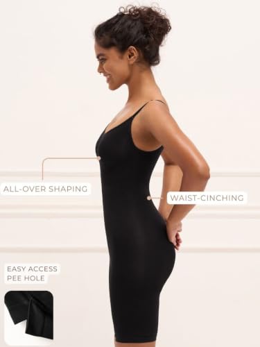 Image of UNDERNEAT Womens Seamless Mid-Thigh Bodysuit | Full Bodyshaper with Adjustable Straps | Made with Premium Airflow+ Fabric | Tummy and Thigh Control Shapewear | All Day Comfort Wear