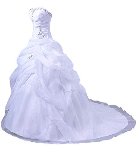 Zorayi Femme Élégant sans Bretelles Plissé Organza Robes de mariée Longue Wedding Dress Vêtements de mariée Blanc Taille 58 Cover