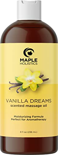 Vanilla Massage Oil for Couples Massage - Sumptuous Vanilla Scented Massage Oil for Massage Therapy with Sweet Almond Oil for Skin Plus Aromatherapy Oils for at Home Spa Relaxing Experience