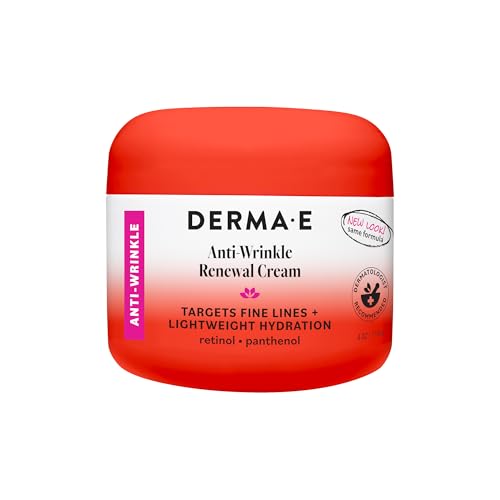 Derma E Anti-Wrinkle Renewal Skin Cream – Vitamin A Wrinkle Treatment Cream – Vegan Anti-Aging Moisturizer to Smooth & Renew Aging Skin, 4 oz