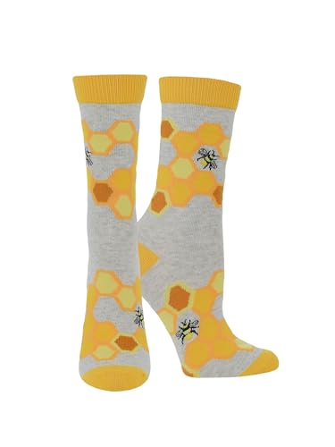 Image of WHD Bee & Honeycomb Crew Socks for Women & Men | Gift for Bee Lovers, Fun Beekeeper Socks