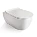 Produktbild Soho Hänge Wand WC ohne Unterspülrand Toilette Brillant Weiß mit Ultra Slim WC-Sitz