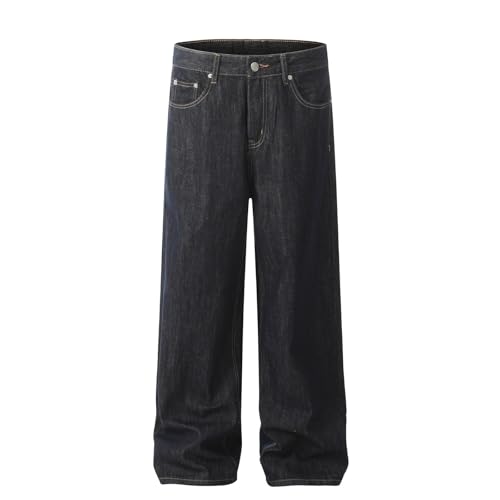 Jeans Pants Trousers Denim Trendy Retro Washed Deep Blue Casual Commuting Straight Leg for Men2