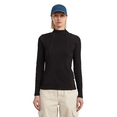 G-Star A Line Slim Rib Mock T Ls Wmn Camiseta, Negro Dk Black D26905-E136-6484 , Mujer