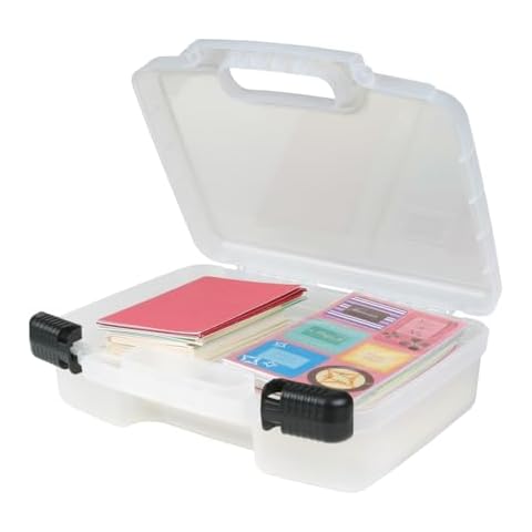 ArtBin 6977AB 12 inch Quick View Deep Base Carrying Case, Portable Art & Craft Organizer with Handle, [1] Plastic Storage Case, Translucent Cover