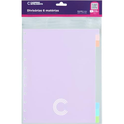 Divisória Grande para Caderno Inteligente, 6 Matérias, Colors, Caderno Inteligente