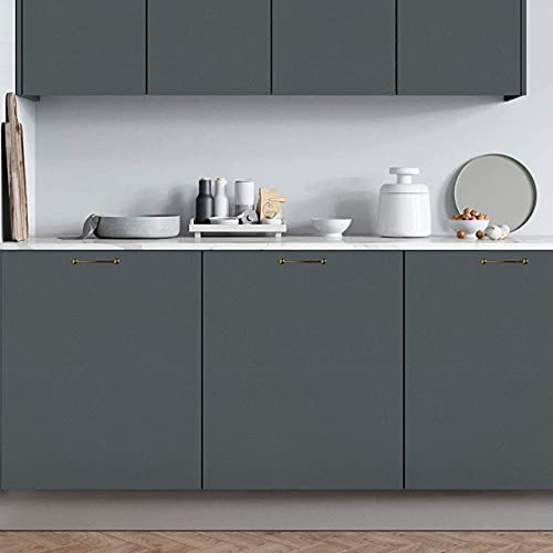 Image of HOME13 Matte Grey Wallpaper (24x360 in) Solid Peel and Stick Wallpaper Vinyl Roll for Kitchen Cabinets Desktop