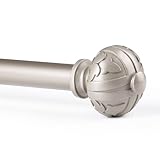 SZXIMU Curtain Rod 1 Inch Single Drapery Rods for Windows 36-72 inch with Maple Leaf Pattern Finials, Antique Sliver