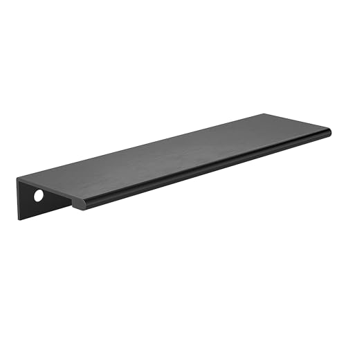 Richelieu Hardware BP9898128990 Lincoln Collection 5 1/16-inch (128 mm) Center-to-Center Brushed Black Modern Cabinet and Drawer Edge Pull Handle for Kitchen, Bathroom, and Furniture