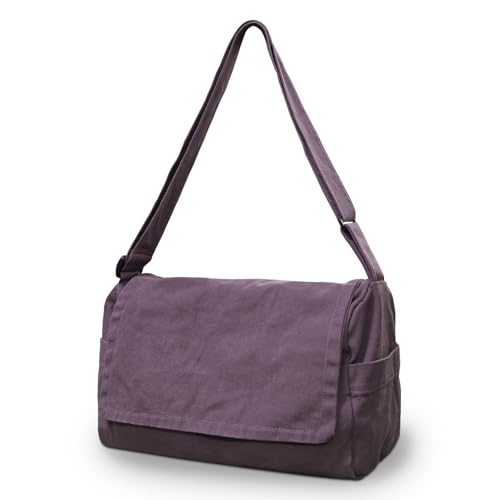 X SIM FITNESSX Bolso bandolera unisex de lona para mujer, bolso de tela Oxford para el día a día, oficina y viajes, morado, Casual