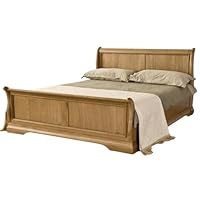 Ramece French Solid Oak Sleigh Bed - Home Bedroom Furniture - 6' Super King Wooden Bed Frame - H104.5 x W195.7 x L215.5 cm (Super King)