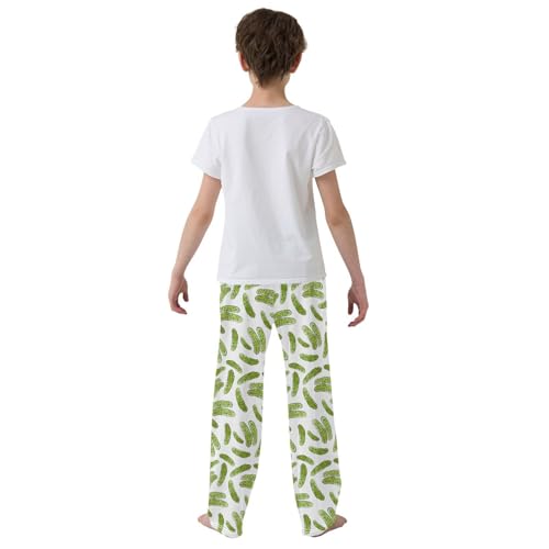Pfrewn Pajama Pants Watercolor Cucumbers Pickles Casual Lounge PJ Bottoms with Pockets, M3