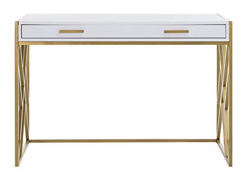 Safavieh Home Office Elaine Modern White and Gold 1-drawer Desk
