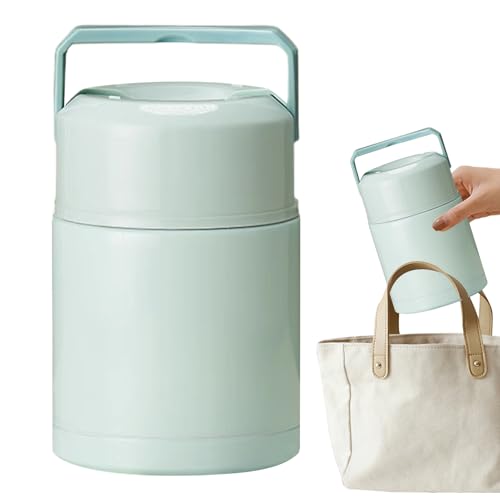 Tarro de comida aislado | Contenedor de almuerzo de comida caliente con tapa de asa de transporte | Caja de almacenamiento térmica de sopa para campamento, escuela, viajes
